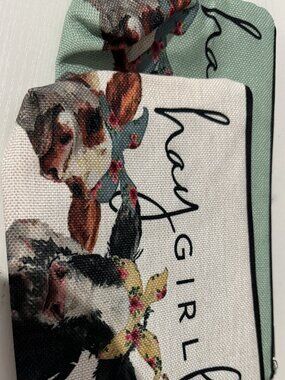 Lot of 2 Cow Print Makeup Bags, White Green Bag